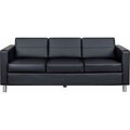 Global Equipment Interion    Antimicrobial Upholstered Leather Sofa, Black HX-7010-ANT